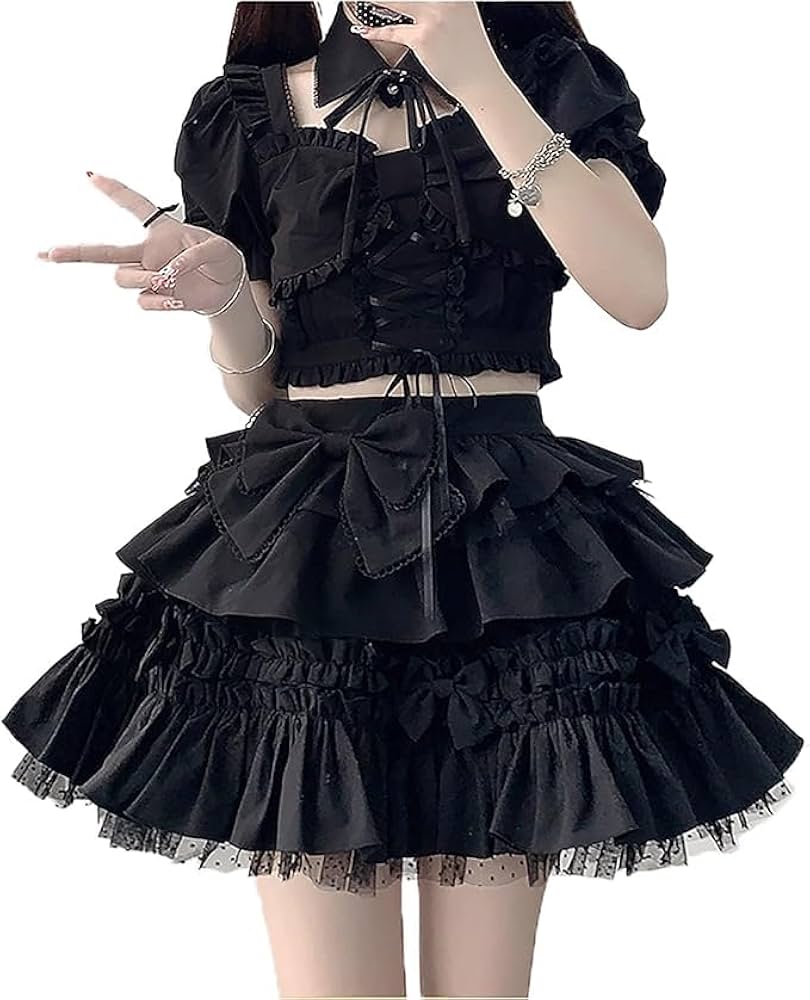 【藍月】ゴスロリスタイル 黒赤　Ｓサイズ ゴシック ロリィタドレス JSK ロリータ アイドル服ゴスロリ